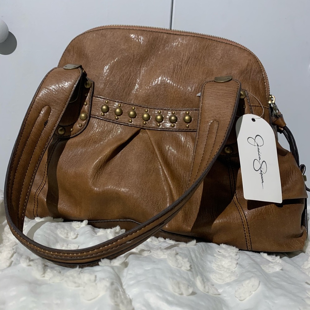 Jessica Simpson Premiere Studs Double Zip Satchel